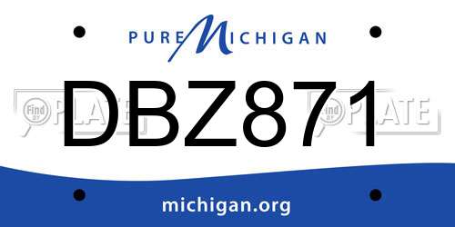 DBZ871 Michigan License Plate