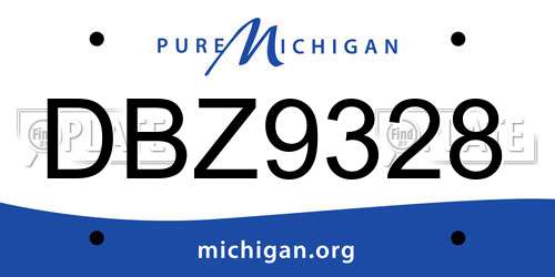 DBZ9328 Michigan License Plate