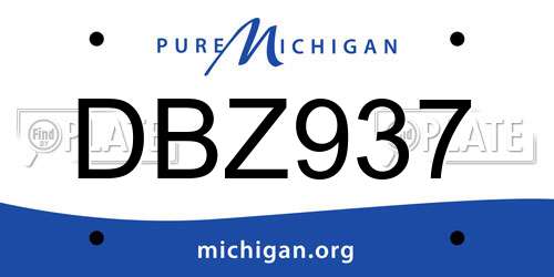 DBZ937 Michigan License Plate