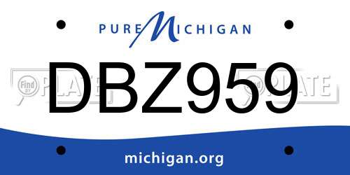 DBZ959 Michigan License Plate