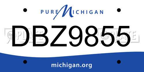 DBZ9855 Michigan License Plate