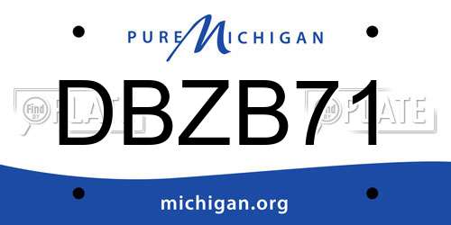 DBZB71 Michigan License Plate