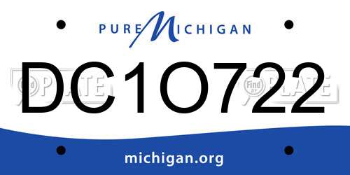 DC1O722 Michigan License Plate