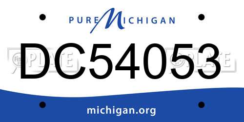 DC54053 Michigan License Plate