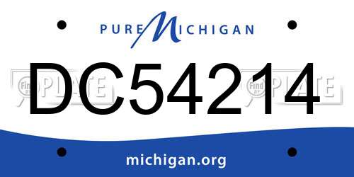 DC54214 Michigan License Plate