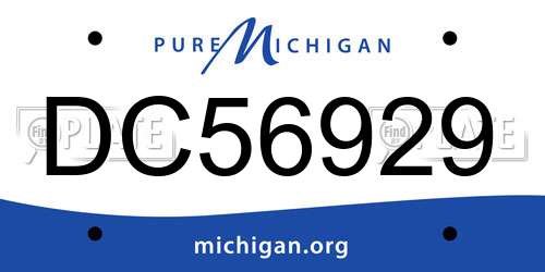 DC56929 Michigan License Plate