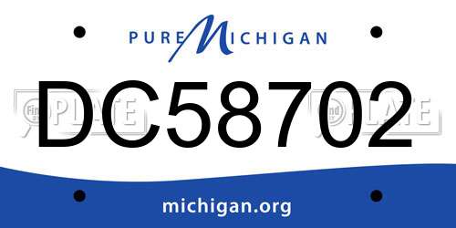 DC58702 Michigan License Plate