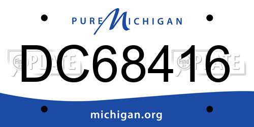 DC68416 Michigan License Plate