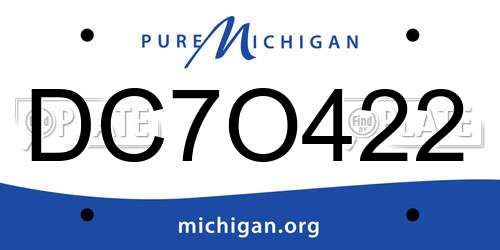 DC7O422 Michigan License Plate