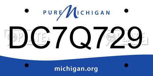 DC7Q729 Michigan License Plate