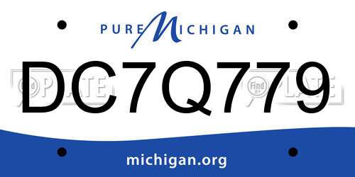 DC7Q779 Michigan License Plate