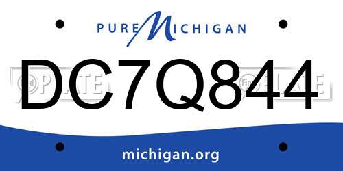 DC7Q844 Michigan License Plate