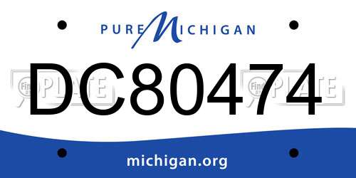 DC80474 Michigan License Plate