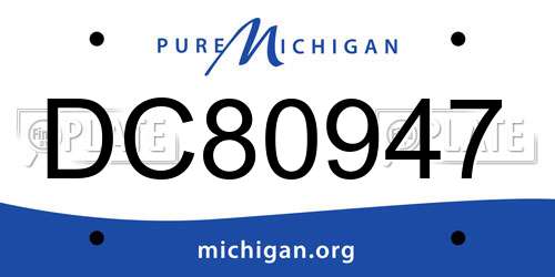 DC80947 Michigan License Plate
