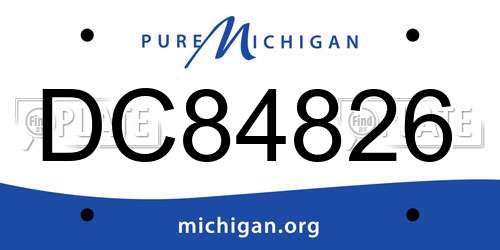 DC84826 Michigan License Plate