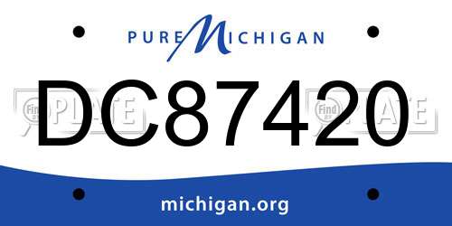 DC87420 Michigan License Plate