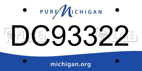 DC93322 Michigan License Plate