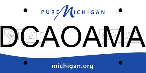 DCAOAMA Michigan License Plate