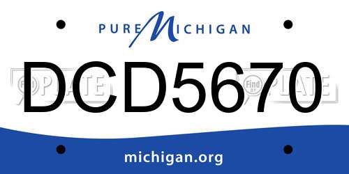 DCD5670 Michigan License Plate