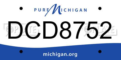 DCD8752 Michigan License Plate