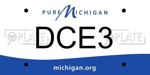 DCE3 Michigan License Plate