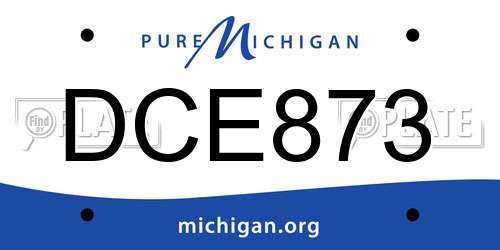 DCE873 Michigan License Plate