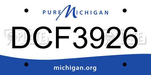 DCF3926 Michigan License Plate