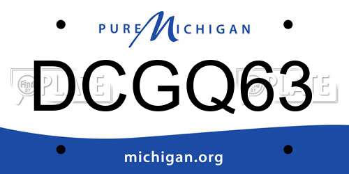 DCGQ63 Michigan License Plate