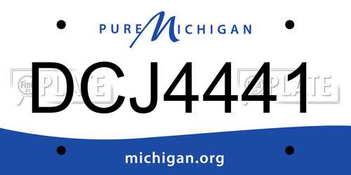 DCJ4441 Michigan License Plate