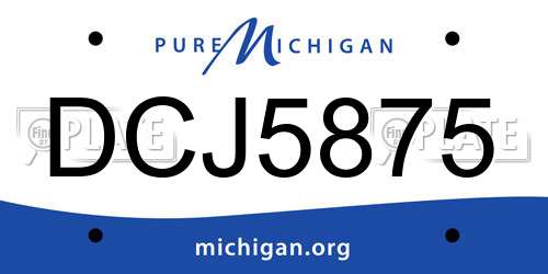 DCJ5875 Michigan License Plate