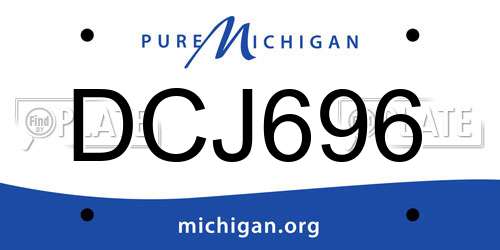 DCJ696 Michigan License Plate