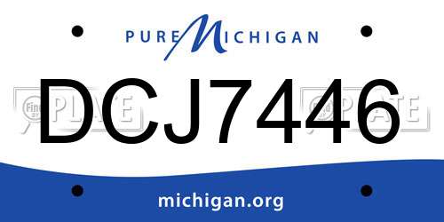 DCJ7446 Michigan License Plate