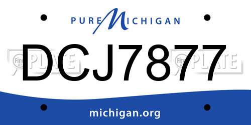 DCJ7877 Michigan License Plate