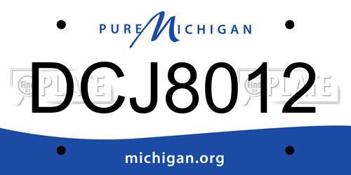 DCJ8012 Michigan License Plate