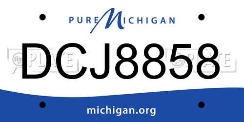DCJ8858 Michigan License Plate