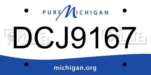 DCJ9167 Michigan License Plate