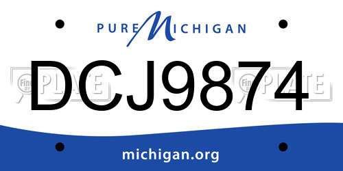 DCJ9874 Michigan License Plate