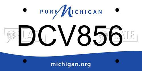 DCV856 Michigan License Plate