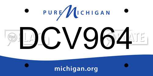 DCV964 Michigan License Plate