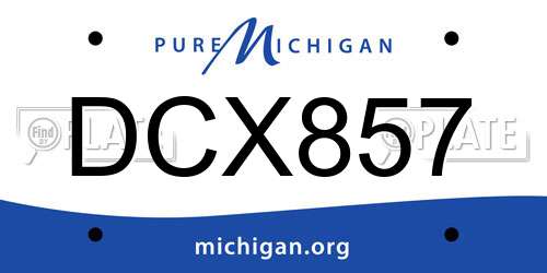 DCX857 Michigan License Plate