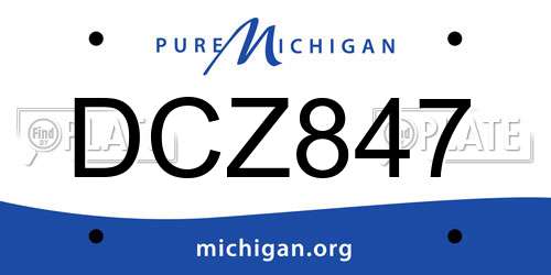 DCZ847 Michigan License Plate