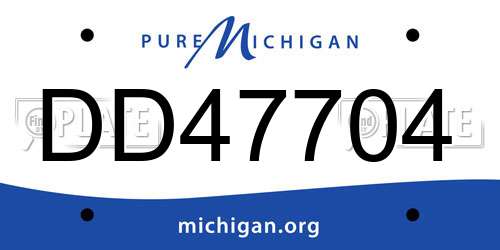 DD47704 Michigan License Plate