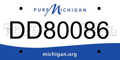 DD80086 Michigan License Plate