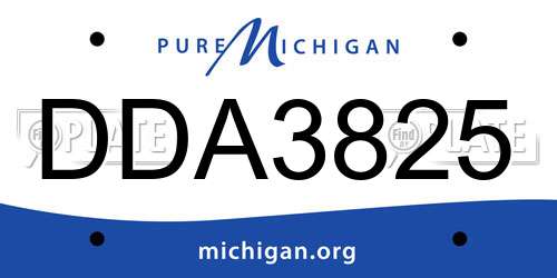 DDA3825 Michigan License Plate