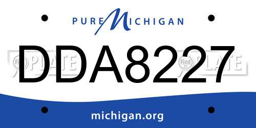 DDA8227 Michigan License Plate