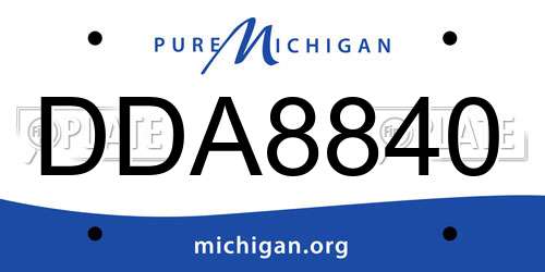 DDA8840 Michigan License Plate