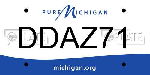 DDAZ71 Michigan License Plate