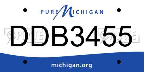 DDB3455 Michigan License Plate