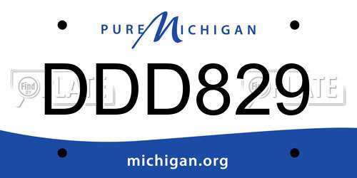 DDD829 Michigan License Plate