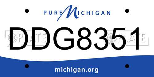 DDG8351 Michigan License Plate